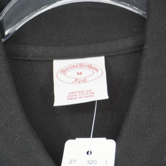 Brooks Brothers 346 Mens Black Pique Cotton Polo Shirt Original Fit Medium NEW - Picture 9 of 10